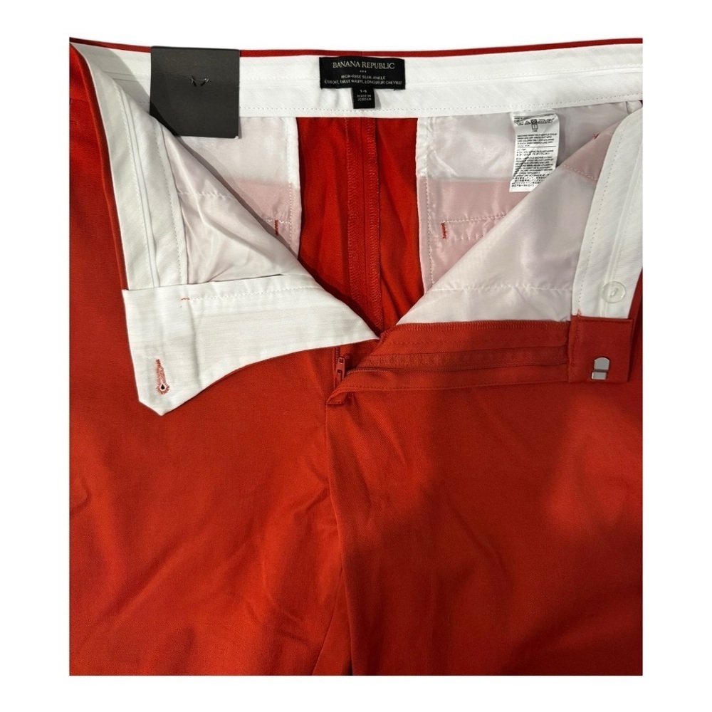 Banana Republic Slim Fit Ankle Pants 14 Red High Rise Tailored Career NWT - Picture 6 of 7